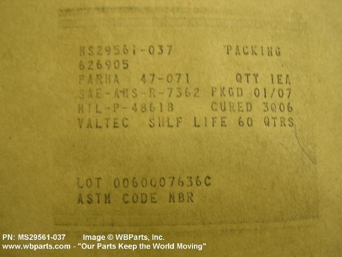 Part Number MS29561-037