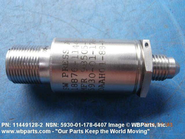 5930-01-178-6407 - PRESSURE SWITCH, 11449128-2, 8214102, 8214-102 | WBParts