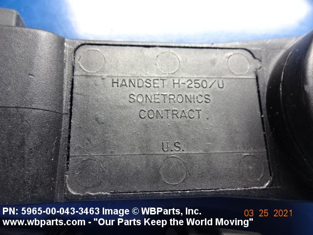 5965-00-043-3463 - HANDSET, H-189/GR, H189GR, H-250/U | WBParts