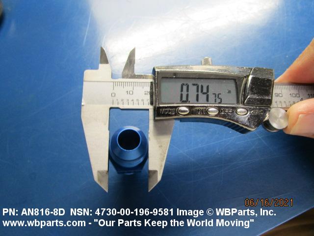4730-00-196-9581 - PIPE TO BOSS STRAIGHT ADAPTER, AN8167D, AN816 