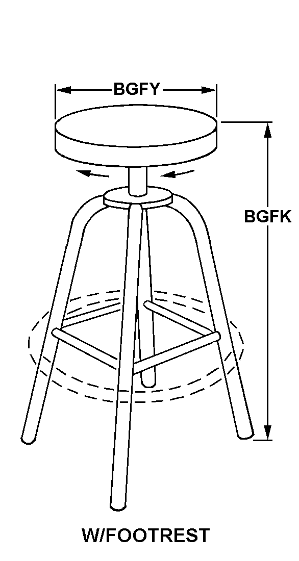 7110-00-634-8596 - REVOLVING STOOL, AA3014, A-A-3014, AAS700 | WBParts